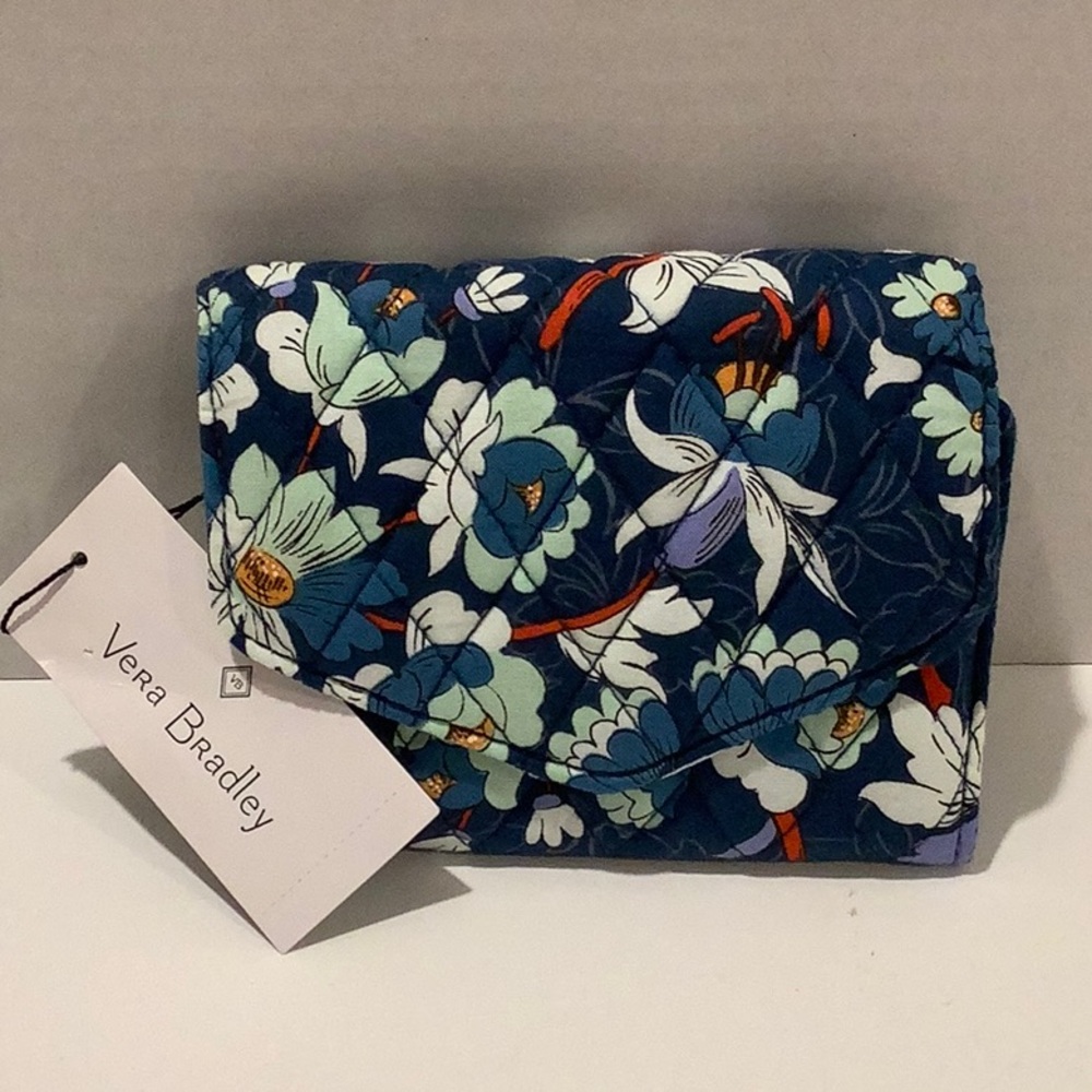 NWT Vera Bradley RFID FLORAL BURST Mini Trifold Wallet